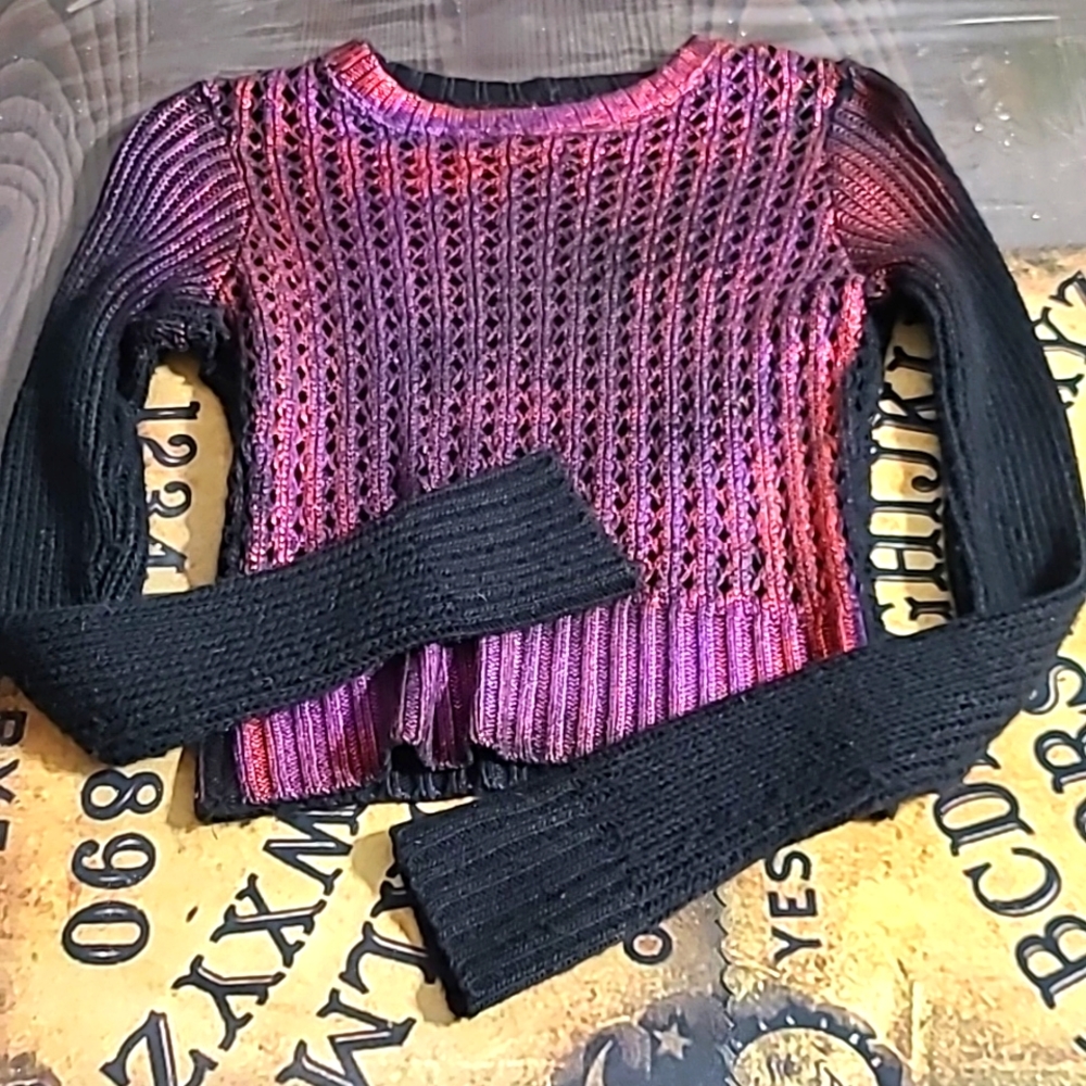 Lip Service - Radioactive Chain Reaction  metallic red/pink sweater -  S
